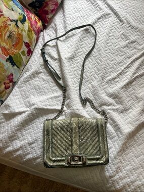 Rebecca Minkoff Metallic Silver Quilted Crossbody Bag